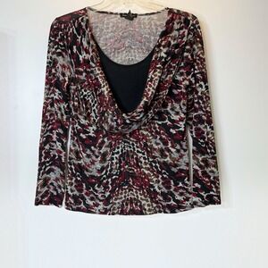 Susan Lawrence Layered Drape Neck Long Sleeve Lightweight Sweater Womens XL READ